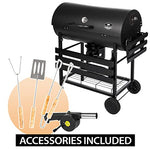 Five - Star Grill & Chill Barbacoa Carbon - para Jardín Exterior BBQ con 2 Estante Plegable, parrilla cromada 71×35 cm, GC0002