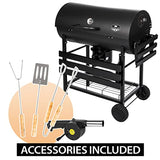 Five - Star Grill & Chill Barbacoa Carbon - para Jardín Exterior BBQ con 2 Estante Plegable, parrilla cromada 71×35 cm, GC0002
