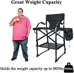 FGHDFH Silla De Director Ligera De Camping, Exterior Sillas De Maquillaje Plegables De Aluminio con Mesa Lateral Y Bolsillos Laterales, Directors Chair con Bolsa De Transporte Soporta 660 Lbs