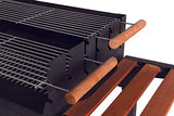 Tarrington House Barbacoa portátil de carbón Gouette con forma rectangular y doble parrilla, acero / FSC madera de pino, altura regulable, con ruedas, negro