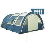 CampFeuer Tienda de Campaña Familiar Multi I 4 Personas I Columna de Agua de 5.000 mm I con Suelo y Pared Frontal Desplazable I Enorme Vestíbulo (Caqui y Azul)
