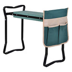 Outsunny Taburete de Jardín Plegable con Bolsa para Herramientas Protección Cojín Rodillas Asiento de Jardín con Almohadilla Altura Ajustable Soporta un máximo 150kg Color Verde Negro