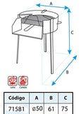 Imex El Zorro 71581 Barbacoa redonda con soporte para paella, diámetro 50 x 75 cm, NEGRO