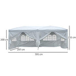 Outsunny Carpa Plegable en Acordeon 4 Paneles Laterales 2 Cortinas +Bolsa Transporte 5,91x2,97x2,55 m Blanco