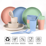 Czemo Vajilla de camping 4 Personas, Juego de Platos Camping Platos y Cubiertos Kit de Camping con Platos, Cuencos, Tazas, Tenedores, Cucharas para Picnic Senderismo Trekking
