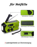 Radio de Emergencia Portátil Manivela FM Am, Generacion Solar Portátil Multifunción Al Aire Libre Novedad Radio con 2000mAh Batería/Alarma SOS/LED Linterna