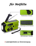 Radio de Emergencia Portátil Manivela FM Am, Generacion Solar Portátil Multifunción Al Aire Libre Novedad Radio con 2000mAh Batería/Alarma SOS/LED Linterna
