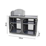 CAMPART Travel KI-0726 Cocina de Camping Almeria XXL, con Paravientos, Bolsa de Almacenamiento incluida, 2 Puertas, Unisex Adulto, Gris
