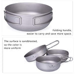 Boundless Voyage Ultraligero para Exteriores Juego de tazón de Titanio 3PCS Juego de Utensilios de Cocina Picnic Titanium Pan
