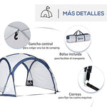 Outsunny Tienda de Campaña para 6-8 Personas con 4 Mosquiteros 2 Paneles de Tela Oxford y Bolsa de Transporte para Camping Senderismo Viajes 350x350x230 cm Blanco y Azul