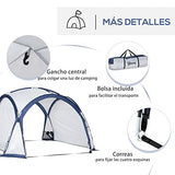 Outsunny Tienda de Campaña para 6-8 Personas con 4 Mosquiteros 2 Paneles de Tela Oxford y Bolsa de Transporte para Camping Senderismo Viajes 350x350x230 cm Blanco y Azul