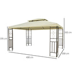 Outsunny Gazebo Cenador para Terraza Jardín Patio - Tipo Carpa Pabellón para Fiesta - 3x4x2.65m