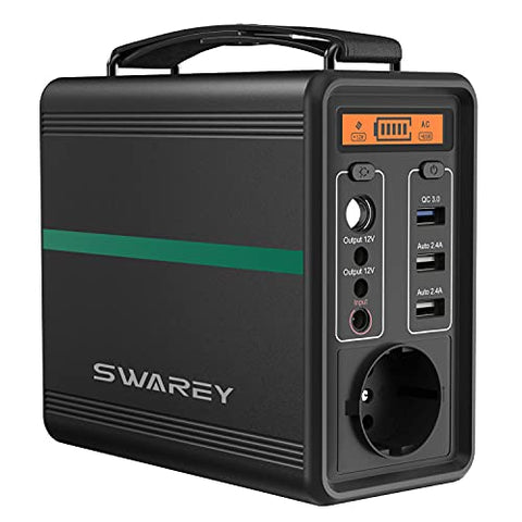 Generador de Energía Solar SWAREY, Generador Solar Portátil 166Wh Salidas AC/DC/USB/Tipo-C Estación de Energía con Batería de Litio