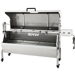 VEVOR Parilla de Barbacoa Exterior 40 W Acero Inoxidable Barbacoa Asador 60 kg, 147x45x87 cm Altura Ajustable 4,3"-12,2" Kit de Asador Universal Parrilla con Cubierta y Ruedas Bloqueables para Camping