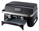 CAMPINGAZ Attitude 2100 LX Barbacoa de gas, barbacoa de mesa portátil con 2 quemadores de acero, 5 kW de potencia , para camping con tapa, termómetro y parrilla de hierro fundido, 2000038741