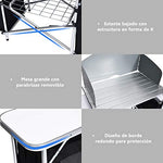 COSTWAY Mesa de Camping Plegable con Organizado Cocina de Camping Armario de Tela y Marco de Aluminio para Fiesta Picnic Exterior