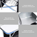 COSTWAY Mesa de Camping Plegable con Organizado Cocina de Camping Armario de Tela y Marco de Aluminio para Fiesta Picnic Exterior