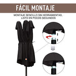 Outsunny Sombrilla Doble Parasol Grande 4.6x2.7m Sombrilla Jardín Patio con Manivela Manual Resistente al Agua y Protección Solar UV para Terraza Playa Piscina Negro