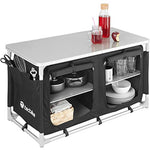 TecTake 800747 Cocina de Camping, Aluminio, Plegable para Exteriores, Patas Ajustables, Compartimentos, Negro, Incl. Bolsa de Transporte - Varios Modelos (Tipo 4 | No. 403347)