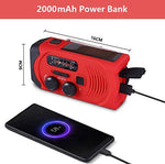 Radio de Emergencia Portátil Manivela FM Am, Generacion Solar Portátil Multifunción Al Aire Libre Novedad Radio con 2000mAh Batería/Alarma SOS/LED Linterna
