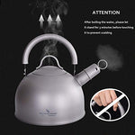 Boundless Voyage Tetera ultraligera de gran capacidad con zumbador de advertencia de 2 l de titanio para agua hirviendo, café, té Ti1584A