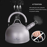 Boundless Voyage Tetera ultraligera de gran capacidad con zumbador de advertencia de 2 l de titanio para agua hirviendo, café, té Ti1584A