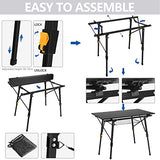 Nestling® 91 x 52cm Mesa para Acampada, Mesa Plegable De Aluminio, Altura Regulable,Al Aire Libre, Picnic/Barbacoa + (HombroPack) Negro