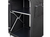 Juego de 2 – Cocina de camping robusta, estable, con protección contra el viento plegable + armario de camping resistente a la intemperie plegable