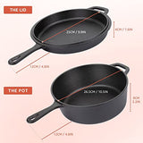 Overmont Olla de Hierro Fundido Horno Holandés con Mango Largo para Cocina Camping