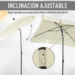Outsunny Sombrilla Rectangular Grande Parasol con Ángulo Ajustable para Patio Terraza o Jardín 198x130x240cm En Color Beige