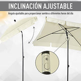 Outsunny Sombrilla Rectangular Grande Parasol con Ángulo Ajustable para Patio Terraza o Jardín 198x130x240cm En Color Beige