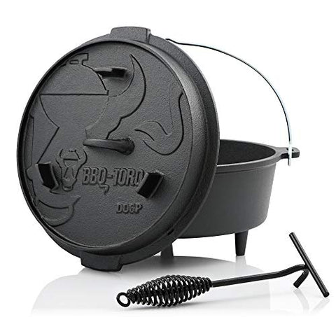 BBQ-TORO Horno Holandés I Serie Premium I Dutch Oven I Hierro Fundido I Quemado