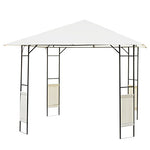 Outsunny Carpa 3x3x2.6m Cenador Jardin Marco de Acero y 4 Paraviento Lateral Color Crema