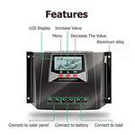 Controlador Solar de Carga de 60A 12V/24V/36V/48V Voltaje de Identificación Automática Regulador Inteligente con Pantalla LCD para Sistemas Solares Domésticos