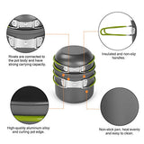 Odoland 16 Piezas Juego de Utensilios de Cocina para Camping Incl. 2 x Ollas Camping, 2 x Sartén de Aluminio, Estufa de Camping y 2X Taza de Acero Inoxidable - Kit de Camping