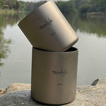 Taza de Titanio Portátil para Camping, Senderismo, Cocina, pícnic 350 ml / 450 ml