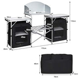 COSTWAY Mesa de Camping Plegable con Organizado Cocina de Camping Armario de Tela y Marco de Aluminio para Fiesta Picnic Exterior