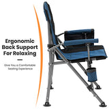XGEAR Silla Plegable de Camping portátil con Brazo Duro con Soporte para Tazas y Bolsa de Almacenamiento para Exteriores, Pesca, Festival, Picnic (Azul)