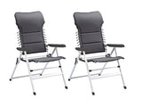 Campart Travel CH-0596 Novara - Juego de 2 sillas de camping ajustables en 7 posiciones, color gris