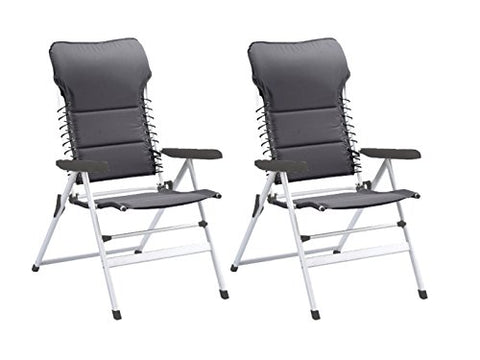 Campart Travel CH-0596 Novara - Juego de 2 sillas de camping ajustables en 7 posiciones, color gris