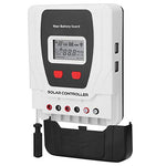 Regulador de carga solar 30 A, compatible con baterías de gel sellado Li, cubierta deslizante oculta el terminal y cables desordenados, destornillador integrado