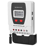 Regulador de carga solar 30 A, compatible con baterías de gel sellado Li, cubierta deslizante oculta el terminal y cables desordenados, destornillador integrado