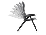 Napoli XL - Silla de camping (reclinable en 7 posiciones, 2 unidades), color gris oscuro