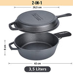 Tortillada - 2 en 1 Combo Cooker Juego de Olla (3.5l) y Sartén (26 cm) De Hierro Fundido