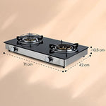 Klarstein Camping Gas, Cocina de Gas Butano Portátil, Cocina Campin para Interior y Exterior, Hornillo con Tubo para Viajes y Acampadas, Sin Batería, Acero Inoxidable, 2 Quemadores, con reductor