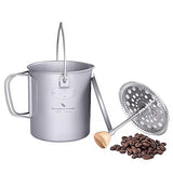 Boundless Voyage Taza de café de titanio al aire libre de prensa francesa olla de camping olla de cocina olla de viaje capacidad 750 ml máx. Ti1581A