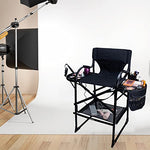 FGHDFH Silla De Director Ligera De Camping, Exterior Sillas De Maquillaje Plegables De Aluminio con Mesa Lateral Y Bolsillos Laterales, Directors Chair con Bolsa De Transporte Soporta 660 Lbs