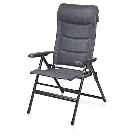 Campart CH-0662 – Silla de camping Napoli, acolchada, textilene, color gris oscuro