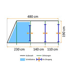 CampFeuer Tienda de Campaña Familiar Multi I 4 Personas I Columna de Agua de 5.000 mm I con Suelo y Pared Frontal Desplazable I Enorme Vestíbulo (Caqui y Azul)