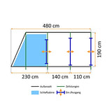 CampFeuer Tienda de Campaña Familiar Multi I 4 Personas I Columna de Agua de 5.000 mm I con Suelo y Pared Frontal Desplazable I Enorme Vestíbulo (Caqui y Azul)